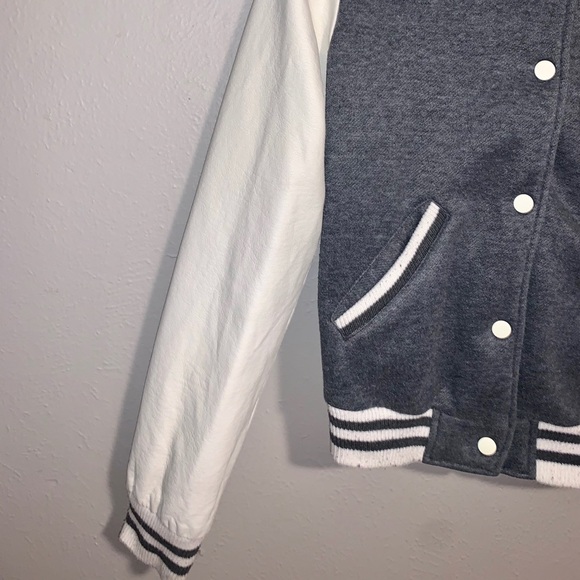 Iris Basic Gray Varsity Button-Up Jacket (Small) - Picture 3 of 5